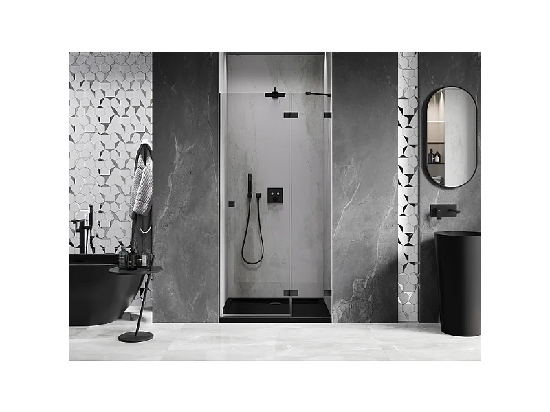 Mexen Lunar shower door swing-out right 80 cm, transparent, black - 834-080-000-70-00-P
