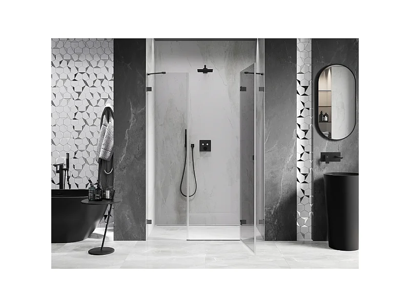 Mexen Lunar porte de douche battante droite 120 cm, transparent, gun metal - 834S-120-050-95-00-P