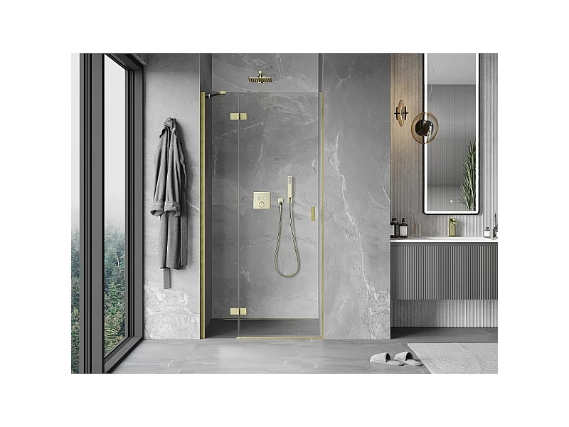 Mexen Mist-H porte de douche battante gauche 90 cm, transparent, or brossé - 8A5-090-000-55-00-L