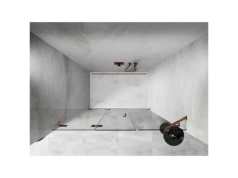 Mexen Lunar-F folded brusebad dør venstre 135 cm, transparent, rosa guld - 836S-135-050-60-00-L