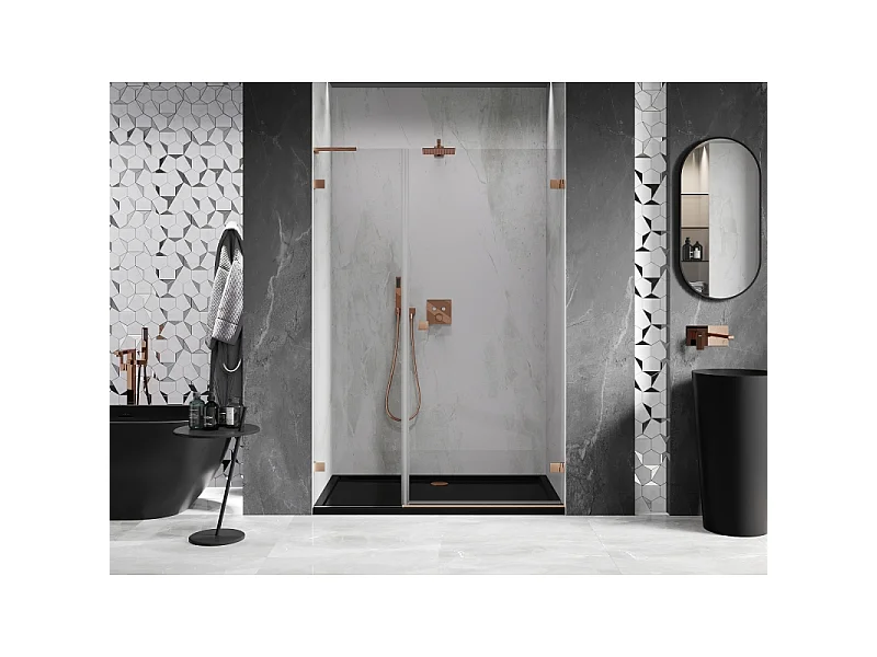 Mexen Lunar-B L porte de douche pivotante droite 120 cm, transparent, cuivre brossé - 832SL-120-050-65-00-P