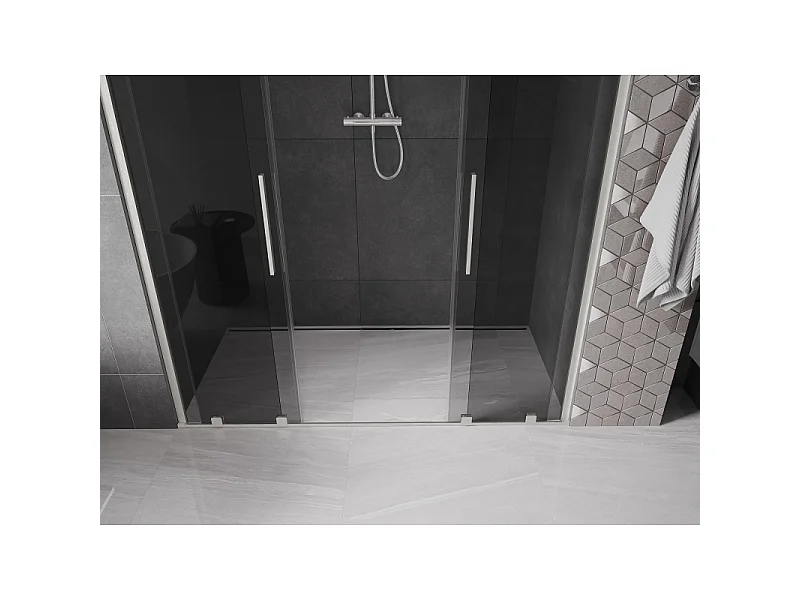 Mexen Velar Duo drzwi prysznicowe rozsuwane 200 cm, grafit, nikiel szczotkowany - 871-200-000-42-97
