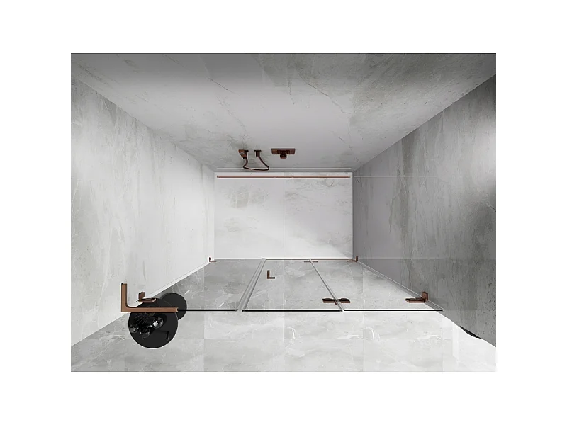 Mexen Lunar-F L folding shower door right 140 cm, transparent, brushed copper - 836SL-140-050-65-00-P