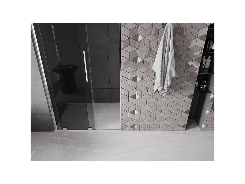 Mexen Velar L Schiebetür für Dusche 100 cm, Graphit, Chrom - 871-100-003-41-01