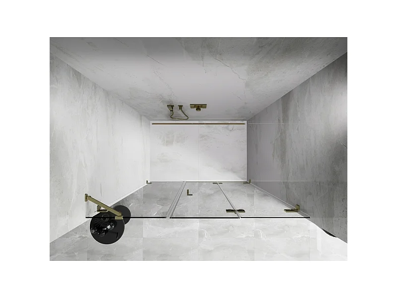Mexen Lunar-F Falttür Dusche recht 140 cm, transparent, gebürstetes Gold - 836S-140-050-55-00-P