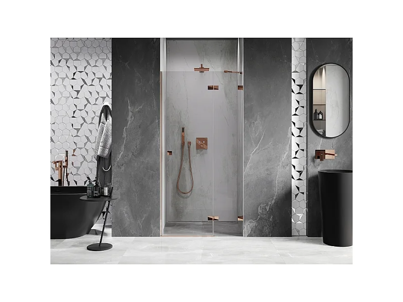 Mexen Lunar Duschpendeltür rechts 100 cm, transparent, Roségold - 834-100-000-60-00-P