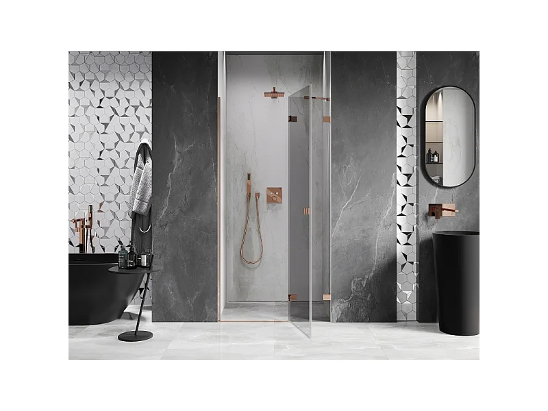 Mexen Lunar Duschpendeltür rechts 100 cm, transparent, Roségold - 834-100-000-60-00-P