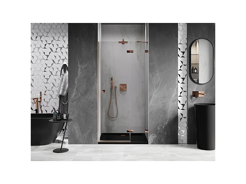 Mexen Lunar Duschpendeltür rechts 100 cm, transparent, Roségold - 834-100-000-60-00-P