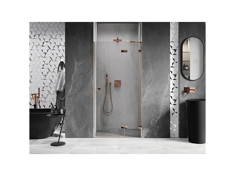 Mexen Lunar Duschpendeltür rechts 100 cm, transparent, Roségold - 834-100-000-60-00-P