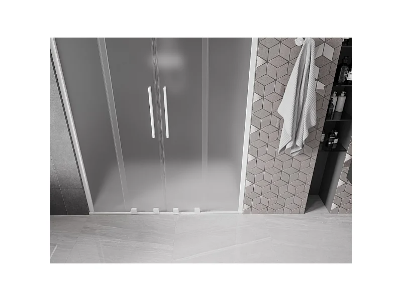 Mexen Velar Duo Schiebeduschtür 140 cm, Mattglas, Weiß - 871-140-000-32-20