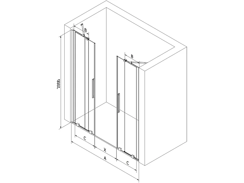 Mexen Velar Duo Schiebeduschtür 140 cm, Mattglas, Weiß - 871-140-000-32-20