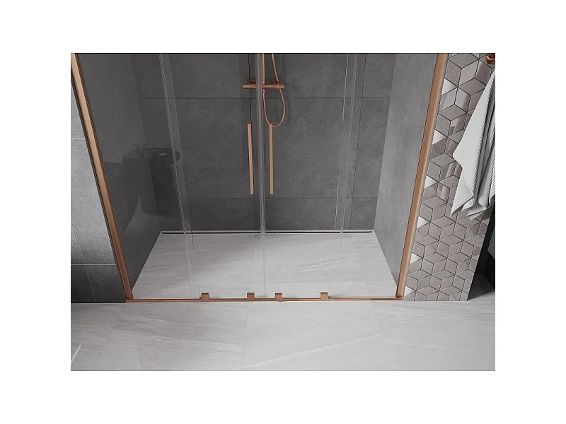 Mexen Velar Duo porte de douche coulissante 170 cm, transparent, cuivre brossé - 871-170-000-02-65
