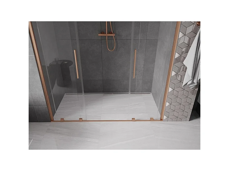 Mexen Velar Duo porte de douche coulissante 170 cm, transparent, cuivre brossé - 871-170-000-02-65