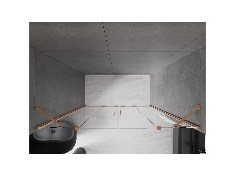 Mexen Velar Duo porte de douche coulissante 170 cm, transparent, cuivre brossé - 871-170-000-02-65