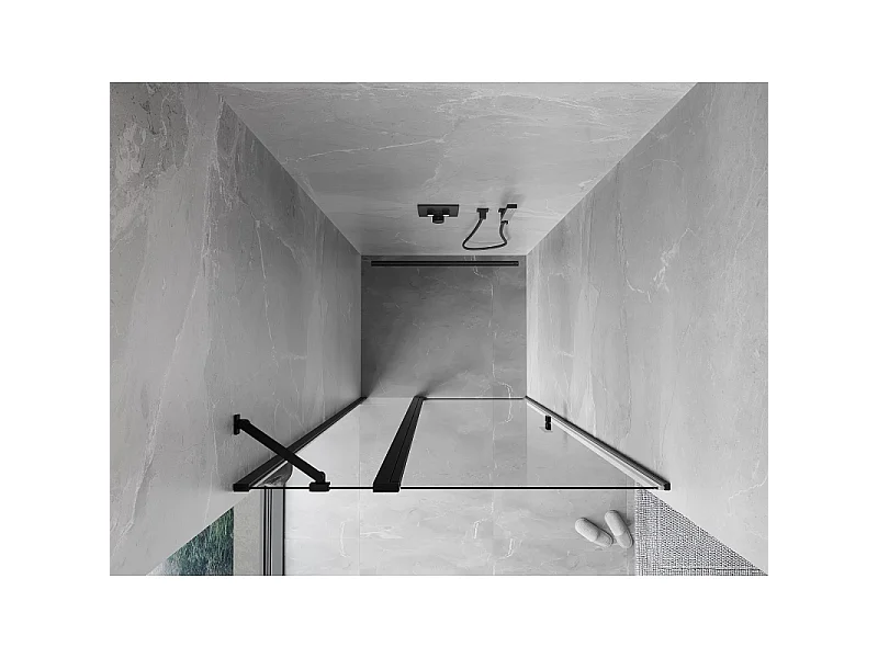 Mexen Mist Duschschwingtür 120 cm, transparent, schwarz - 8A4-120-000-70-00
