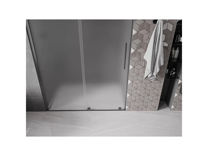 Mexen Velar porte de douche coulissante 150 cm, givré, gris canon brossé - 871-150-000-31-66