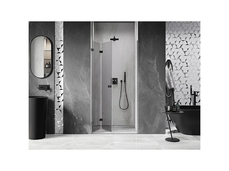 Mexen Lunar-F porte de douche pliante gauche 80 cm, transparent, gris pistolet brossé - 836-080-000-66-00-L