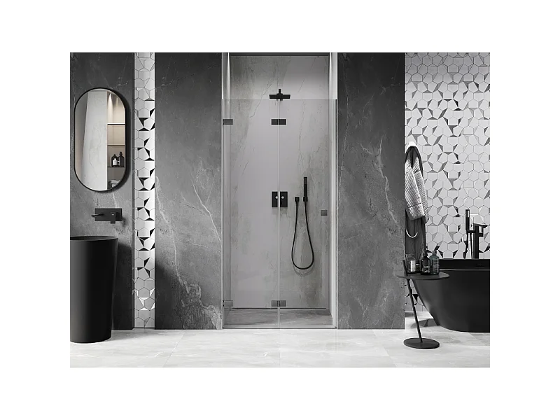 Mexen Lunar-F porte de douche pliante gauche 80 cm, transparent, gris pistolet brossé - 836-080-000-66-00-L