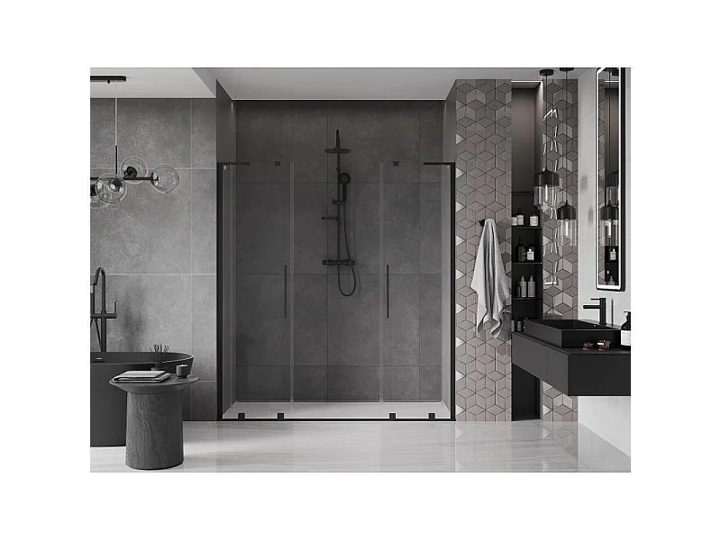 Mexen Velar L Duo schuifdouchedeuren 180 cm, transparant, zwart - 871-180-003-02-70