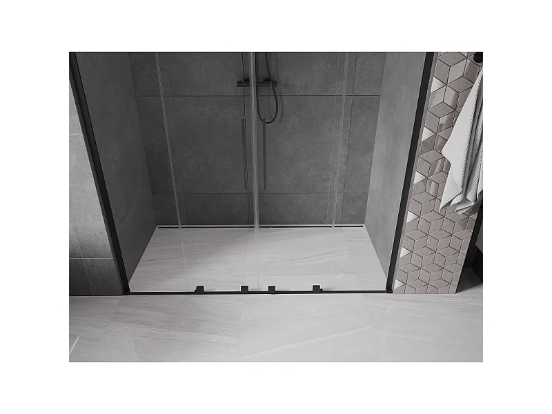 Mexen Velar L Duo schuifdouchedeuren 180 cm, transparant, zwart - 871-180-003-02-70