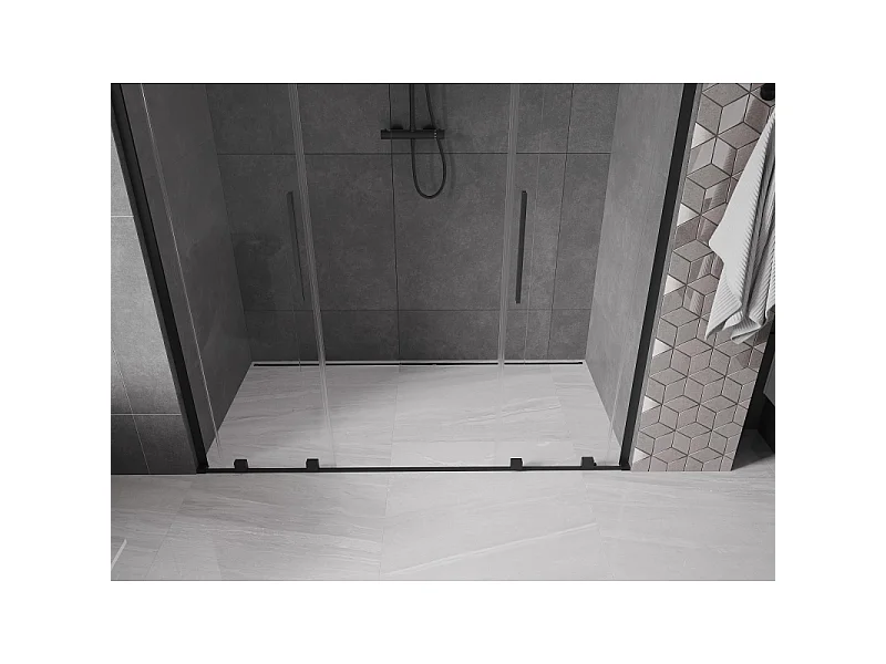 Mexen Velar L Duo schuifdouchedeuren 180 cm, transparant, zwart - 871-180-003-02-70