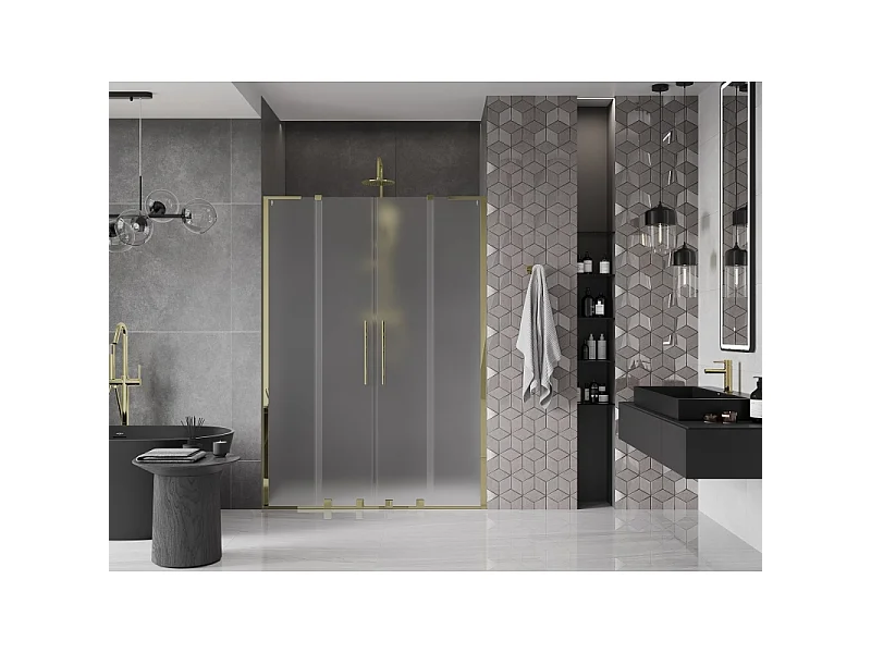 Mexen Velar L Duo porte de douche coulissante 140 cm, givré, doré - 871-140-003-32-50