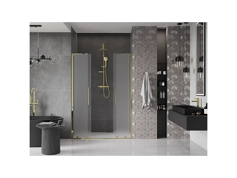 Mexen Velar L Duo porte de douche coulissante 140 cm, givré, doré - 871-140-003-32-50