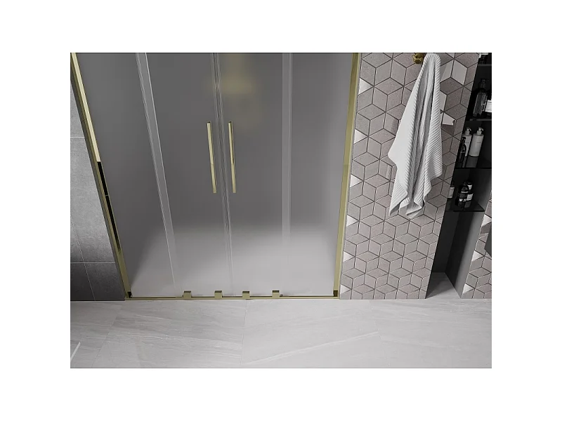 Mexen Velar L Duo porte de douche coulissante 140 cm, givré, doré - 871-140-003-32-50