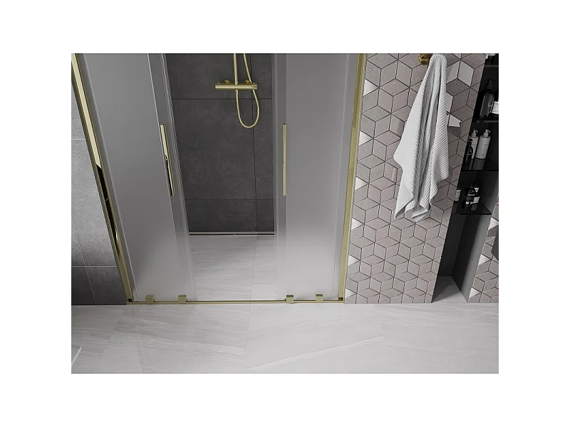 Mexen Velar L Duo porte de douche coulissante 140 cm, givré, doré - 871-140-003-32-50