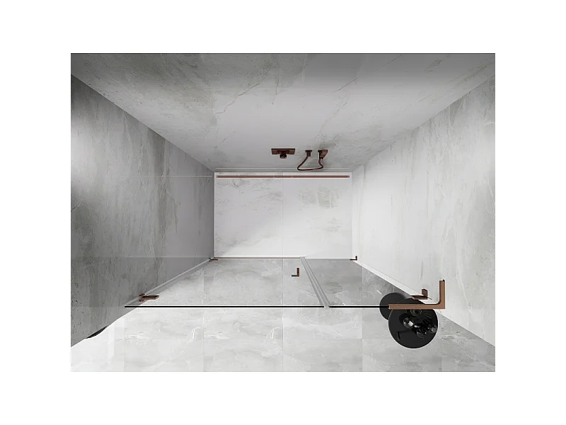 Mexen Lunar-B L shower door left-side hinged 130 cm, transparent, brushed copper - 832SL-130-050-65-00-L