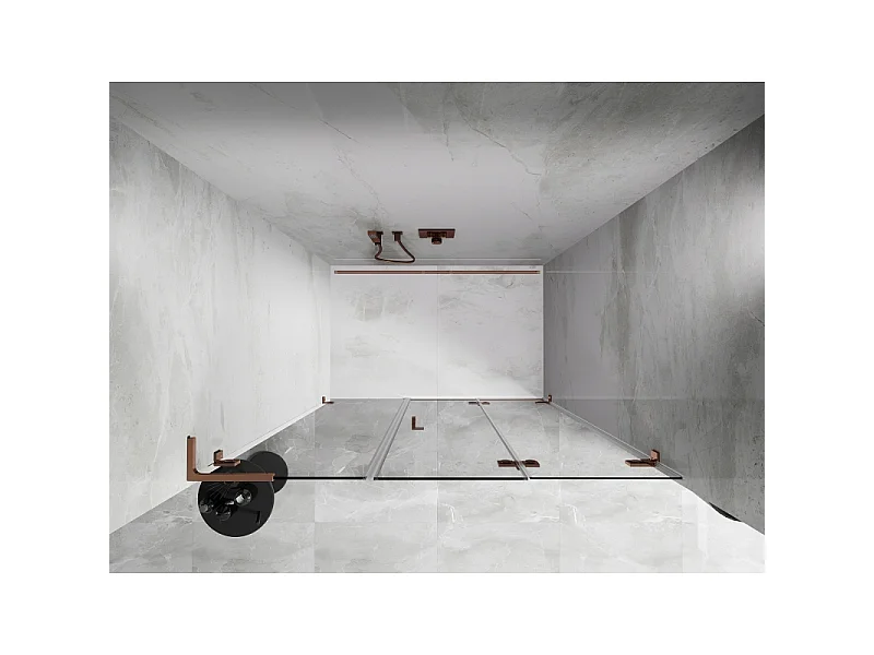 Mexen Lunar-F L Falttür Duschkabine rechts 140 cm, transparent, Roségold - 836SL-140-050-60-00-P