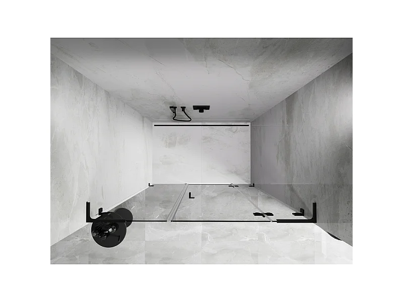 Mexen Lunar L porta de duche pivotante direita 155 cm, transparente, preta - 834SL-155-050-70-00-P