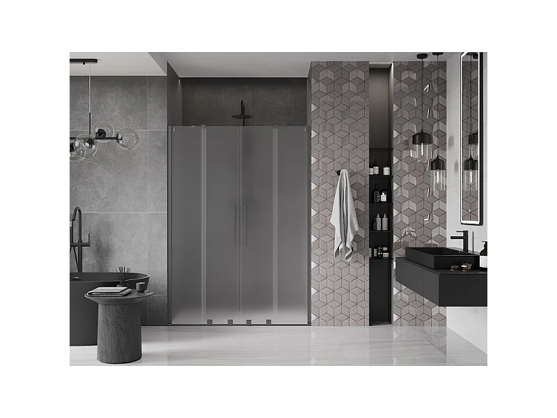 Mexen Velar Duo schuifdouchedeuren 140 cm, matglas, gun metal - 871-140-000-32-95