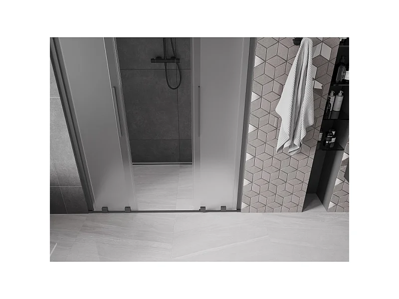 Mexen Velar Duo schuifdouchedeuren 140 cm, matglas, gun metal - 871-140-000-32-95