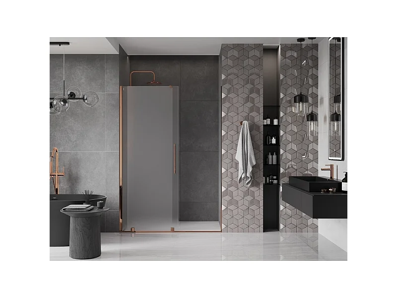Mexen Velar porte de douche coulissante 160 cm, givre, or rose - 871-160-000-31-60