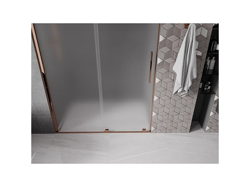 Mexen Velar porte de douche coulissante 160 cm, givre, or rose - 871-160-000-31-60