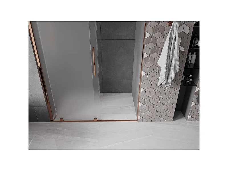 Mexen Velar porte de douche coulissante 160 cm, givre, or rose - 871-160-000-31-60