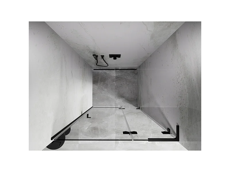 Mexen Lunar L porta de duche de vidro temperado 115 cm, transparente, preta - 834L-115-000-70-00-P