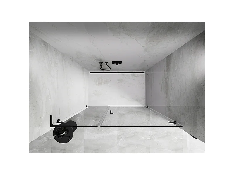 Mexen Lunar-B L hængslede brusedøre højre 125 cm, transparent, sort - 832SL-125-050-70-00-P