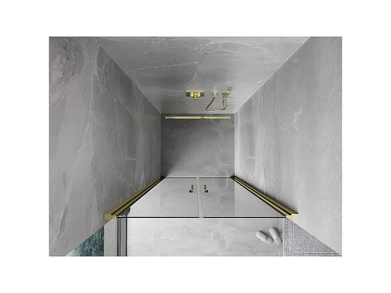 Mexen Mist draaideur douchedeur 70 cm, transparant, goud - 8A7-070-000-50-00