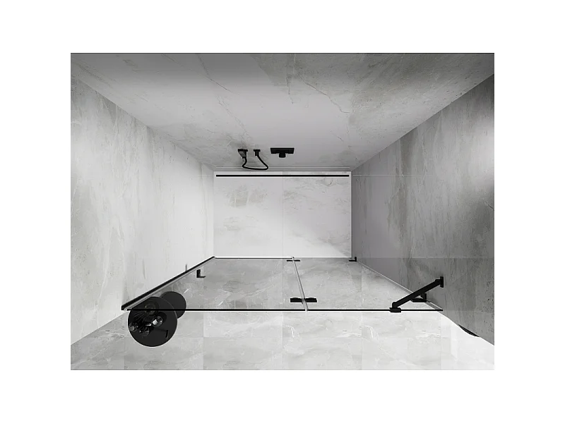 Mexen Lunar porta doccia a battente destra 135 cm, trasparente, nero - 834-135-000-70-00-P