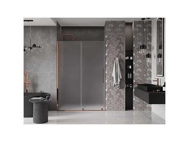 Mexen Velar porte de douche coulissante 150 cm, givre, or rose - 871-150-000-31-60