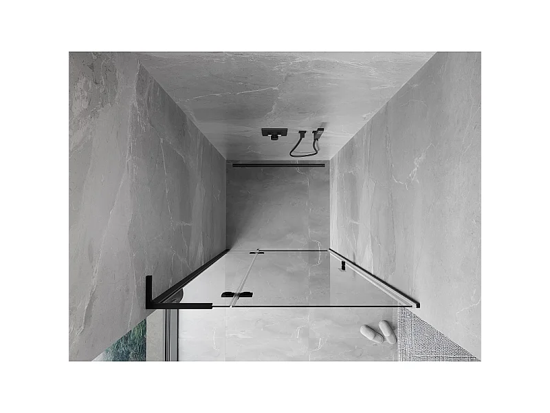 Mexen Mist-H L porta doccia battente sinistra 115 cm, trasparente, nero - 8A5L-115-000-70-00-L