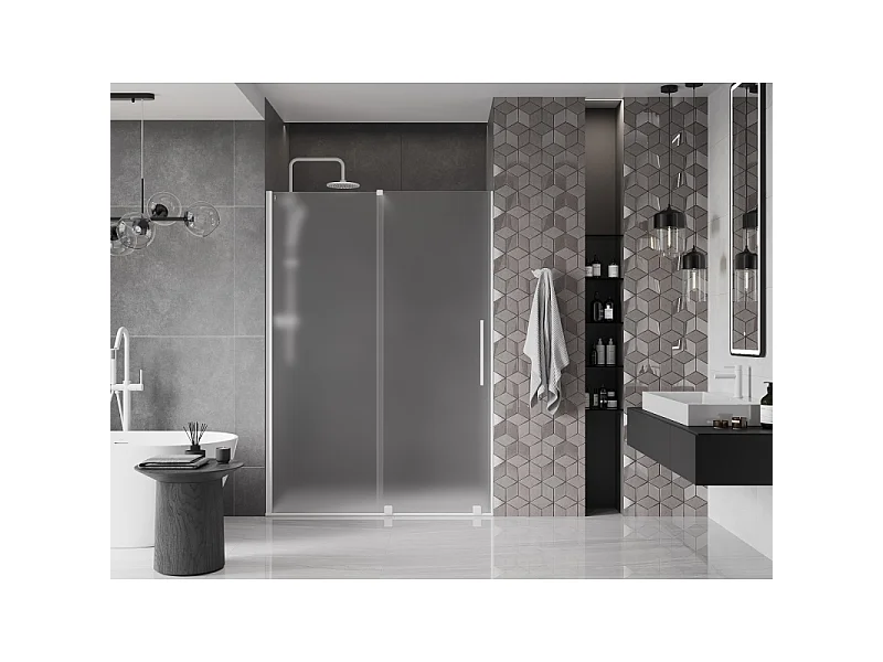 Mexen Velar porte de douche coulissante 160 cm, givré, blanc - 871-160-000-31-20