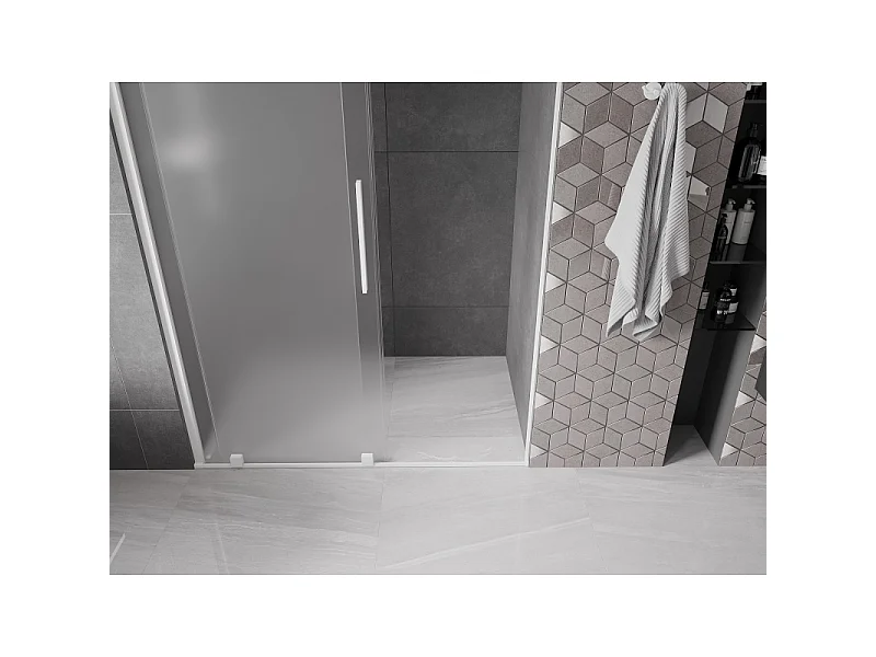 Mexen Velar porte de douche coulissante 160 cm, givré, blanc - 871-160-000-31-20
