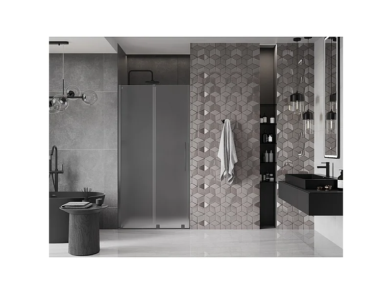 Mexen Velar porte de douche coulissante 110 cm, givré, gris canon brossé - 871-110-000-31-66