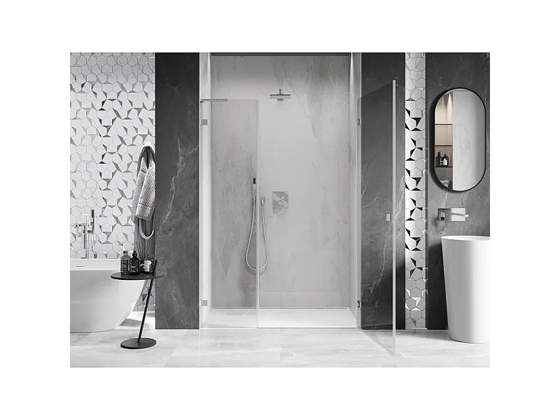 Mexen Lunar-B L porte de douche battante droite 120 cm, transparent, nickel brossé - 832SL-120-050-97-00-P