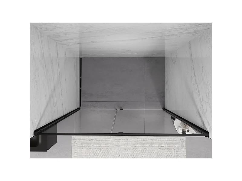 Mexen Exo Nihajna tuš vrata 130 cm, prozorna, črna - 819-130-000-70-00