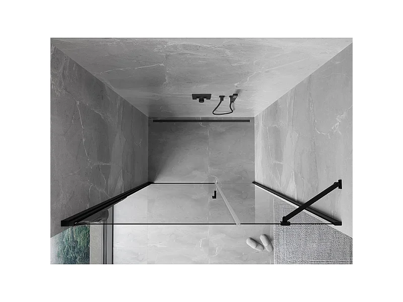 Mexen Mist-B svingbare brusekabinedøre 120 cm, transparent, sort - 8A2-120-001-70-00