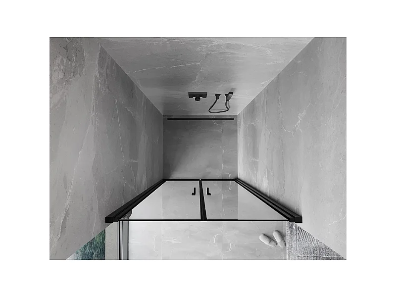 Mexen Mist draaideur douchedeur 120 cm, zwart frame, zwart - 8A7-120-000-70-70